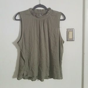 Olive green sleeveless blouse